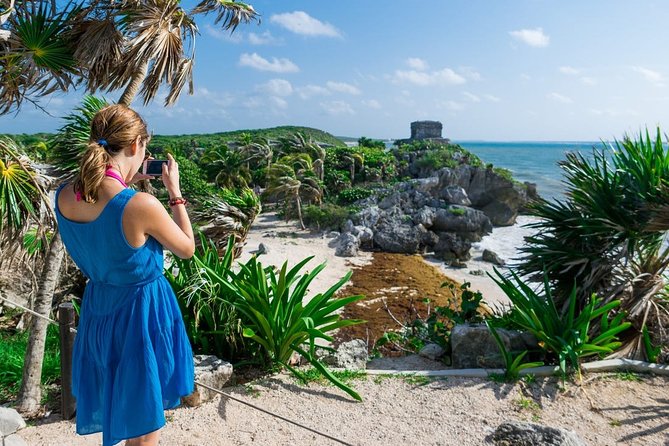 4 PLACES 1 DAY Tour to Coba and Tulum Ruins, Cenote and Playa del Carmen. - Tulum ruins and the Caribbean view