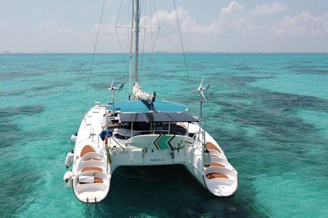 4hrs / 46ft Catamaran Private Charter From Cancun to Isla Mujeres - Snorkeling at the reef