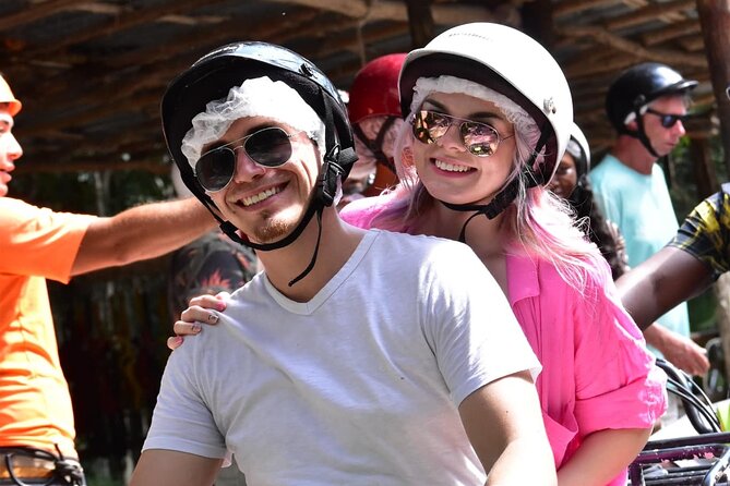 ATV's (shared), Ziplines & Cenote! Half-Day with Transportation from Cancun - ATV riding on cobbled jungle roads