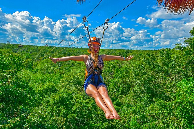 Cancun Cenote Tour: Snorkeling, Rappelling and Ziplining - Three ziplines finish with a splash