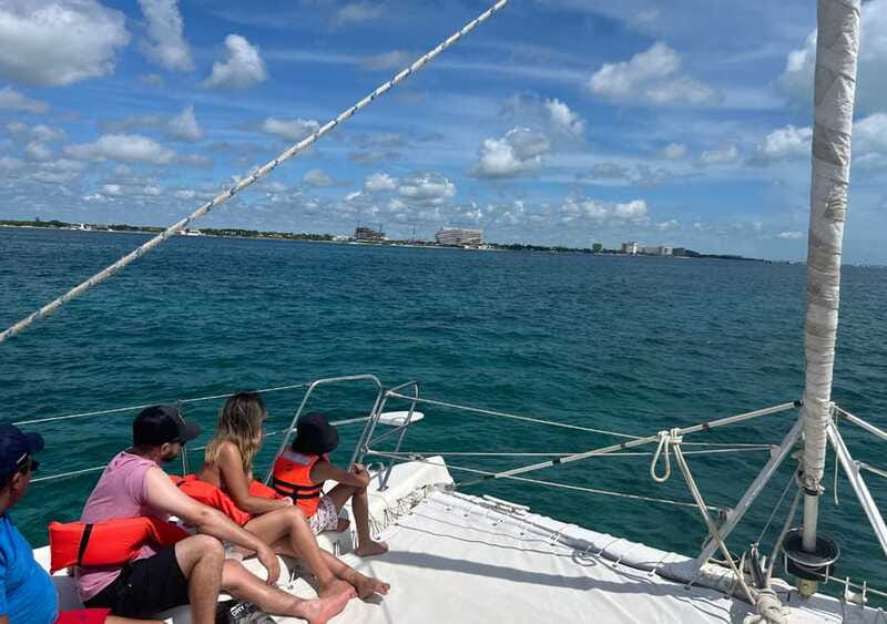 Cancun: Isla Mujeres Catamaran with buffet, drinks & snorkel - Leaving Cancun by catamaran