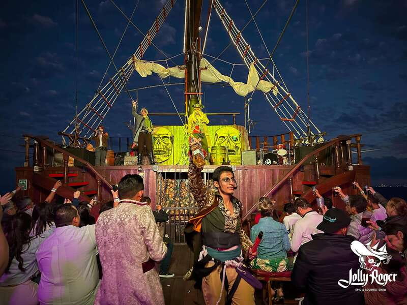 Cancún: Jolly Roger Pirate Dinner Cruise 2025 - Boarding at Punta Sam with Captain Black Jack
