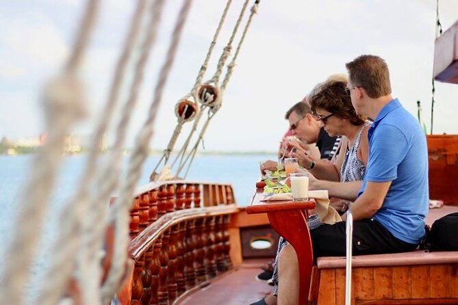 Cancun Lagoon Sunset Sailing Trip aboard classic Galeón with Dinner and Free bar - Live saxophone, dancing, and the right mood