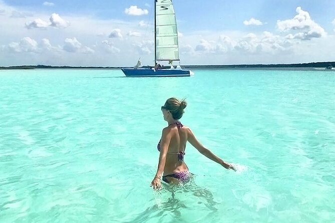 Colorful BACALAR. Incredible Pontoon Tour in one day from Cancun or Riviera Maya - San Felipe Fort, Bacalar letters, and lunch