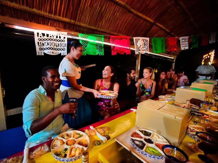 From Cancun: All-Inclusive Xoximilco Park Admission - Boarding the nighttime trajinera