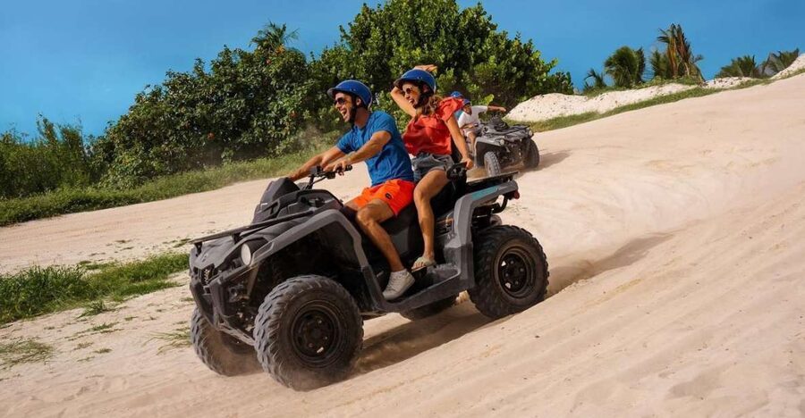 From Cancún: ATV Jungle Trail Adventure and Beach Club - From hotel pickup to the Maroma Beach briefing