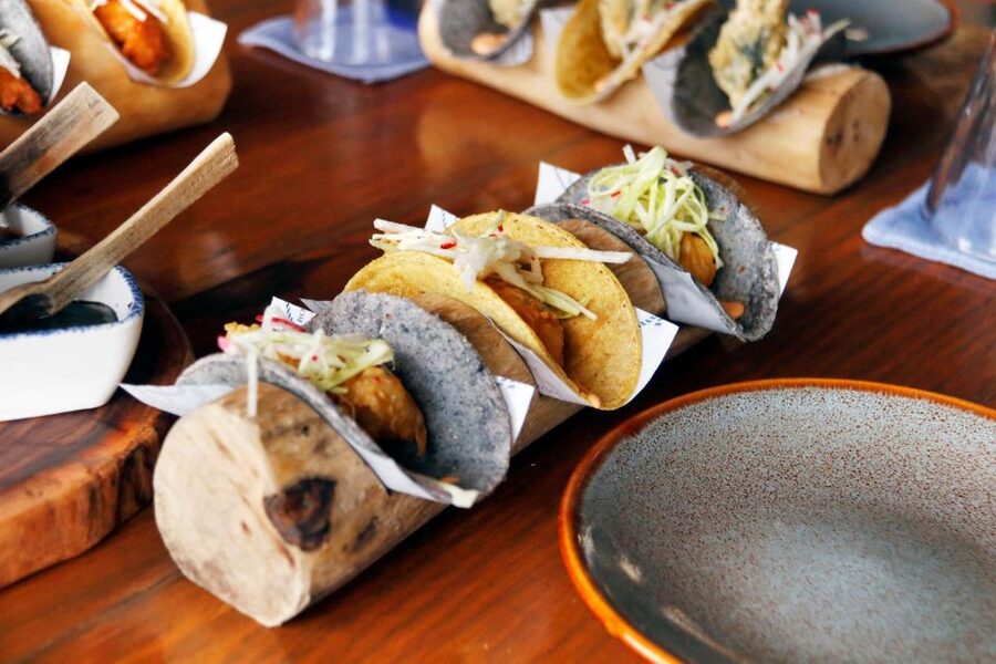 From Cancun:Beachside Tacos & Town Tour With Tequila Tasting - Chicken and carne asada on soft corn tortillas