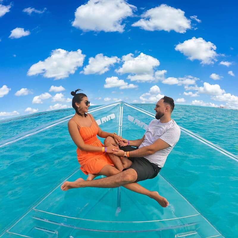 From Cancun: Glass Boat Sightseeing Trip - Clear Caribbean water and the view below your seat