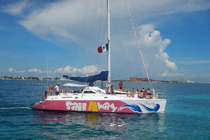 Party On Sailing Cruise to Isla Mujeres from Cancun - Snorkeling in open Caribbean water