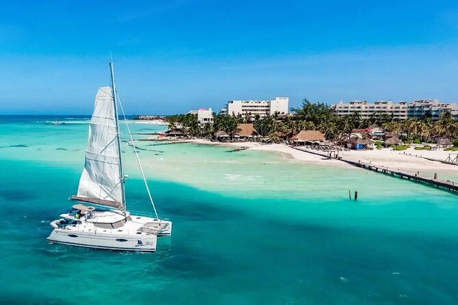 Private Luxury Catamaran Cancun to Isla Mujeres | For up to 30 pp - Sailing Toward Playa Norte
