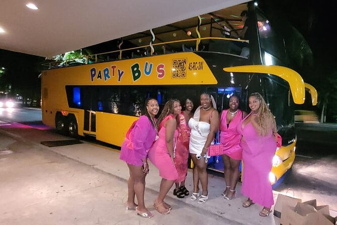 Private Party Bus Loop in Cancun - Playa Delfines and the Cancun Sign