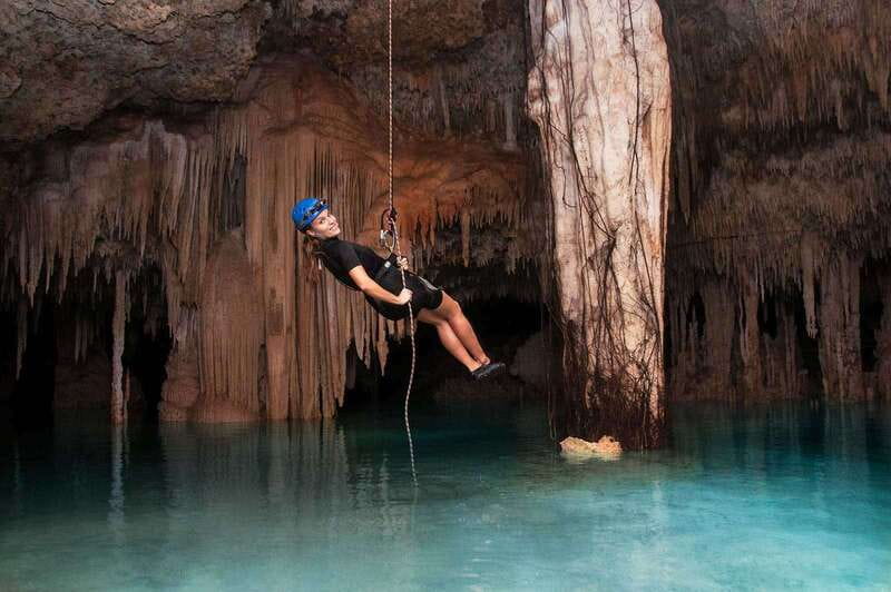Rio Secreto Nature Reserve: Bicycle, Rappel & Ziplines Tour - Entering Rio Secreto near Playa del Carmen