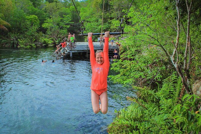Riviera Maya Snorkeling Adventure: Lagoon, Cenotes Open & Cavern - The open cenote: a 12-foot jump and zip lines