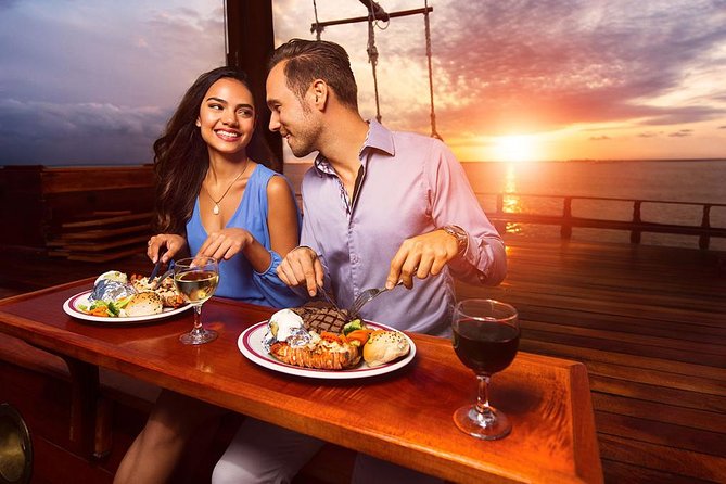 Romantic Experience Sunset Dinner Columbus in Cancun (2x1 price) - Dinner: lobster, steak, and a simple dessert