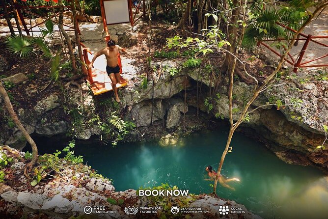 Small Group 3 Waterfall Cenotes Experience - The zipline is a short ride, not a full course