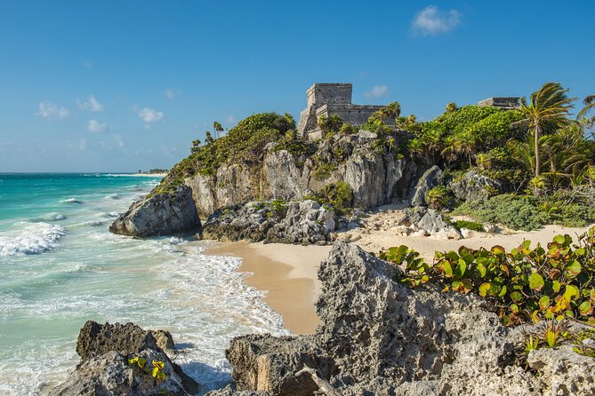 Tulum Ruins, Sea Turtles & Cenote Swim Adventure Tour - Tulum above the Caribbean Sea